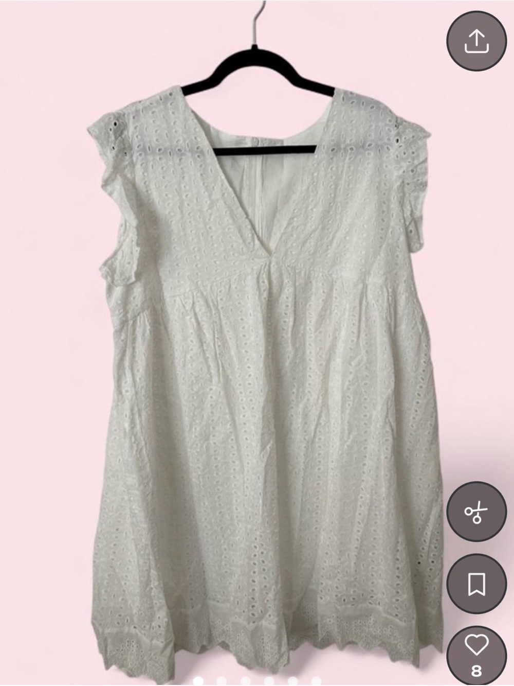 White Eyelet V-Neck Sleeveless Women's mini dress